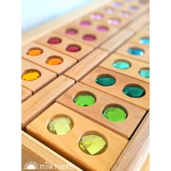 Bauspiel | Colour Street | 45 Blocks With Tray -MILKTOOTH Sales Bauspiel Colour Street Wooden Blocks with Gems 45 Blocks 2
