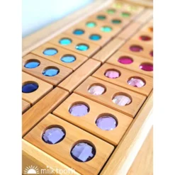 Bauspiel | Colour Street | 45 Blocks With Tray -MILKTOOTH Sales Bauspiel Colour Street Wooden Blocks with Gems 45 Blocks