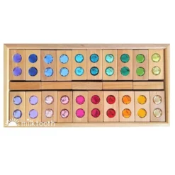 Bauspiel | Colour Street | 45 Blocks With Tray -MILKTOOTH Sales Bauspiel Colour Street Wooden Blocks with Gems 45 Blocks 4