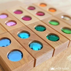 Bauspiel | Colour Street | 22 Blocks With Tray -MILKTOOTH Sales Bauspiel Colour Street Wooden Blocks with Gems 5896a98c 3c07 41a0 8136 e7f99dd042f1