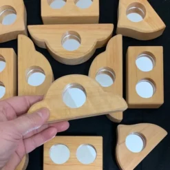 Bauspiel | Mirror Blocks | 12 Blocks -MILKTOOTH Sales Bauspiel Mirror Wooden Building Blocks 2