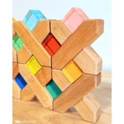 Bauspiel | Lucite Cubes | 100 Blocks With Tray -MILKTOOTH Sales Bauspiel X Shapes Crosses Wooden Building Blocks Lucite Cubes 2 dafdedc7 8675 44a3 9c55 bb62ff4247ec