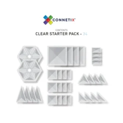 Connetix Tiles | 34 Piece Clear Pack 15 Connetix Tiles | 34 Piece Clear Pack -MILKTOOTH Sales Connetix Tiles 34 Piece Clear Pack contents