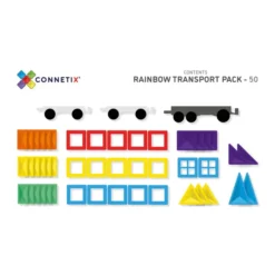 Connetix Tiles | 50 Piece Rainbow Transport Pack -MILKTOOTH Sales Connetix Tiles 50 Piece Rainbow Transport Pack contents