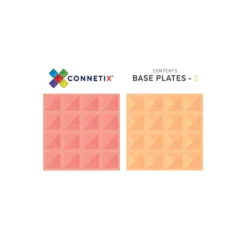 Connetix Tiles | 2 Piece Pastel Base Plates | Lemon & Peach -MILKTOOTH Sales Connetix Tiles Pastel Base Plates Lemon Peach pack contents