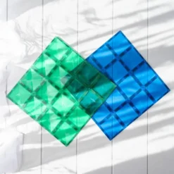 Connetix Tiles | 2 Piece Rainbow Base Plates | Blue & Green -MILKTOOTH Sales Connetix Tiles Rainbow Base Plates Blue Green 2