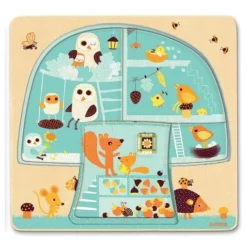 Djeco | Three-Layer Wooden Puzzle | Tree House Chez-Nut -MILKTOOTH Sales Djeco three layer wooden treehouse puzzle 2