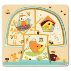 Djeco | Three-Layer Wooden Puzzle | Tree House Chez-Nut -MILKTOOTH Sales Djeco three layer wooden treehouse puzzle 4