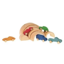 Grimm's | Medium Rainbow Natural 9 Grimm's | Medium Rainbow Natural -MILKTOOTH Sales Grimm s Natural Rainbow Wooden Stacking Toy Medium Milk Tooth 4