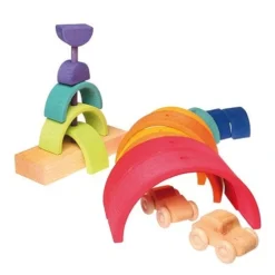 Grimm's | Double Rainbow Tower 10 Grimm's | Double Rainbow Tower -MILKTOOTH Sales Grimm s Rainbow Wooden Stacking Toy Double Tower Milk Tooth 3