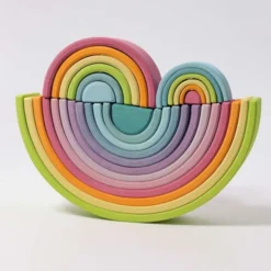 Grimm's | Small Rainbow Pastel -MILKTOOTH Sales Grimms Large Medium Small Pastel Rainbows Wooden Stacking Toys
