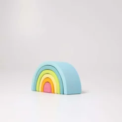 Grimm's | Small Rainbow Pastel -MILKTOOTH Sales Grimms Small Pastel Rainbow Wooden Stacking Toy