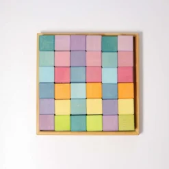 Grimm's | Square Mosaic | Pastel 36 Blocks -MILKTOOTH Sales Grimms Square Mosaic Pastel 36 Pieces 2