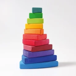 Grimm's | Triangular Stacking Tower | Large Rainbow -MILKTOOTH Sales Grimms Triangular Stacking Tower Large Rainbow 2
