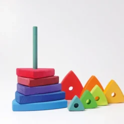 Grimm's | Triangular Stacking Tower | Large Rainbow -MILKTOOTH Sales Grimms Triangular Stacking Tower Large Rainbow 3