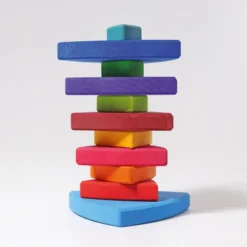 Grimm's | Triangular Stacking Tower | Large Rainbow -MILKTOOTH Sales Grimms Triangular Stacking Tower Large Rainbow 4