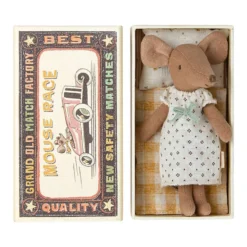Maileg | Mouse Big Sister Brown In Matchbox -MILKTOOTH Sales Maileg Mouse Big Sister Brown in Matchbox 2