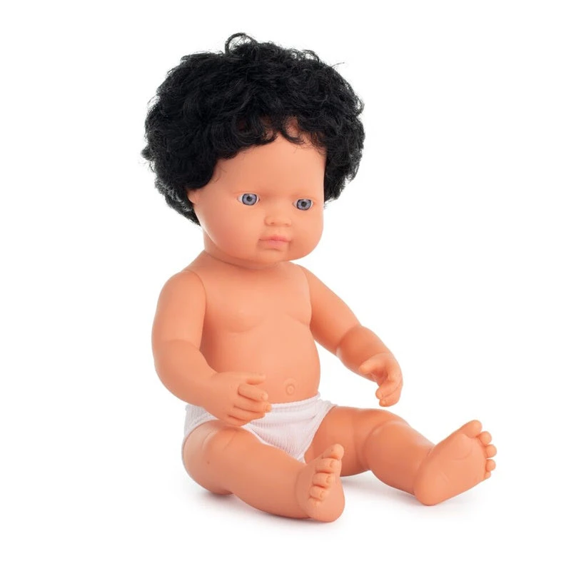 Miniland | Baby Doll 38cm | Black Curly Hair Caucasian Boy 5 Miniland | Baby Doll 38cm | Black Curly Hair Caucasian Boy - Image 3