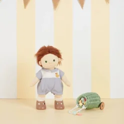 Olli Ella | Dinkum Doll Clothing | Ducky Romper Cornflower Blue -MILKTOOTH Sales Olli Ella Dinkum Doll Cotton Ducky Romper Cornflower Blue