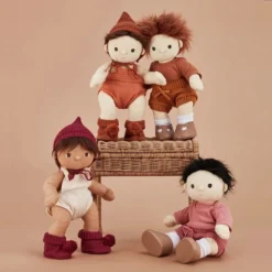 Olli Ella | Dinkum Doll Snuggly Set | Toffee -MILKTOOTH Sales Olli Ella Dinkum Doll Snuggly Knit Clothing Sets