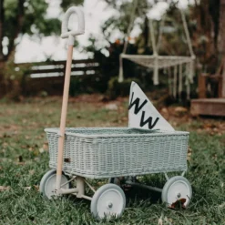 Olli Ella | Rattan Wonder Wagon | Vintage Blue -MILKTOOTH Sales Olli Ella Wonder Wagon Vintage Blue 2