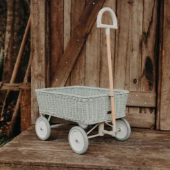 Olli Ella | Rattan Wonder Wagon | Vintage Blue -MILKTOOTH Sales Olli Ella Wonder Wagon Vintage Blue 3