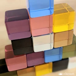 Papoose | Lucite Cubes 16 Earth Blocks With Tray -MILKTOOTH Sales Papoose Earth Lucite Cubes 3