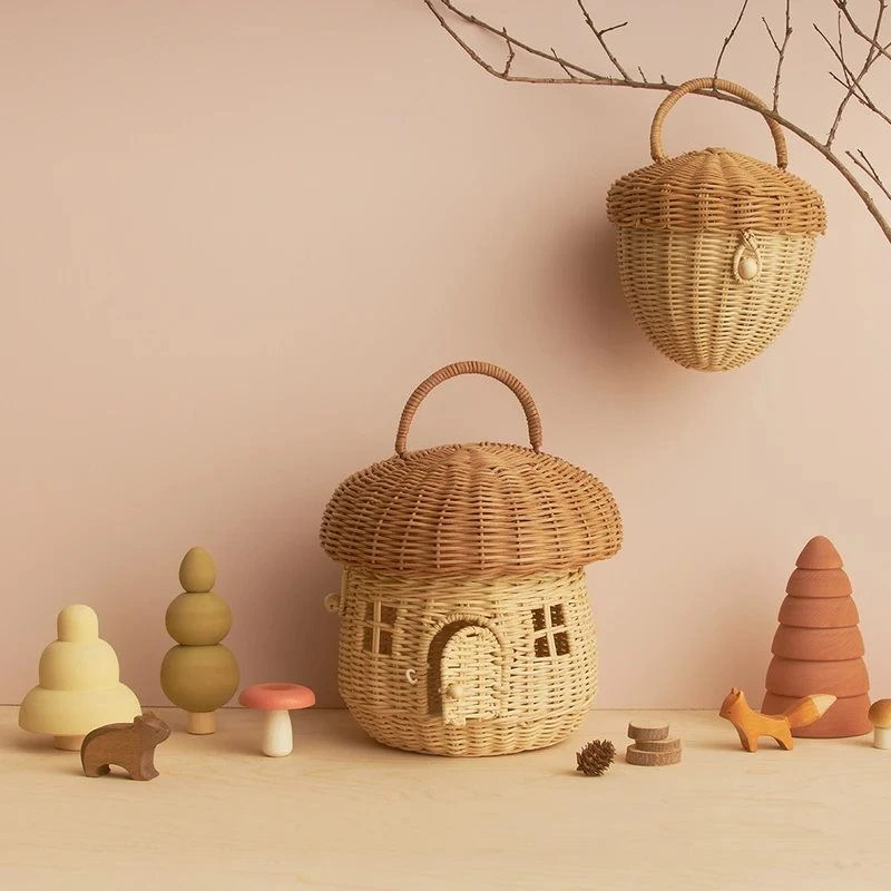 Olli Ella | Rattan Mushroom Basket Natural 8 Olli Ella | Rattan Mushroom Basket Natural - Image 6
