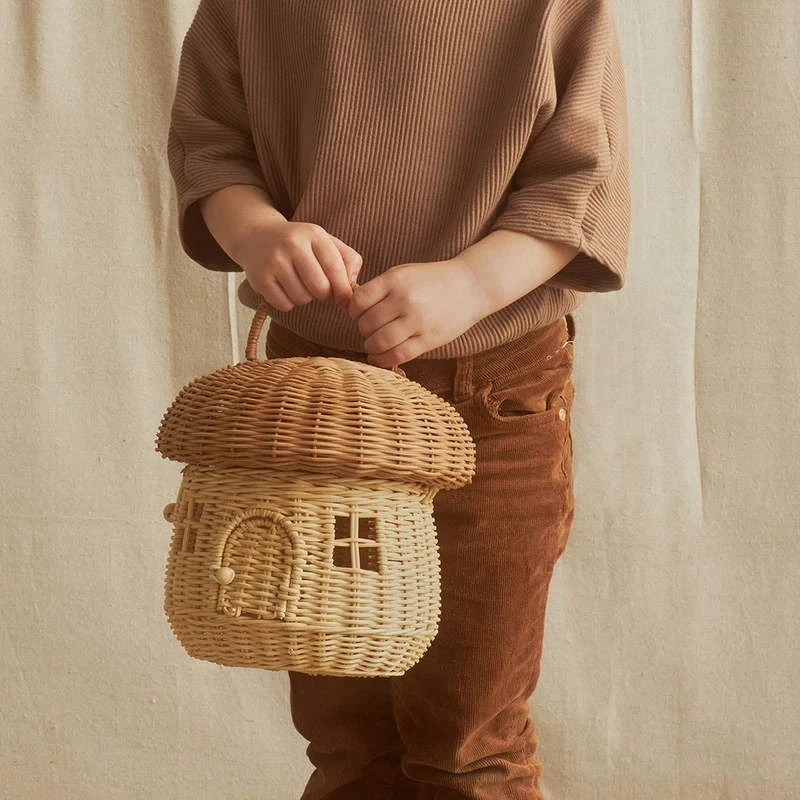 Olli Ella | Rattan Mushroom Basket Natural 4 Olli Ella | Rattan Mushroom Basket Natural - Image 2