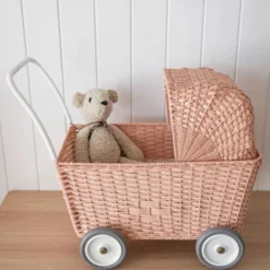 Olli Ella | Strolley | Rose Pink 13 Olli Ella | Strolley | Rose Pink -MILKTOOTH Sales olli ella rose strolley wicker rattan dolls pram toy 5